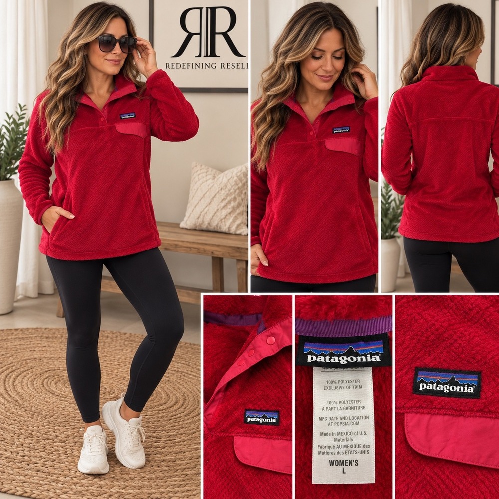 Patagonia Re-Tool Snap-T Pullover Red Fleece Jacket Womens Large 25442